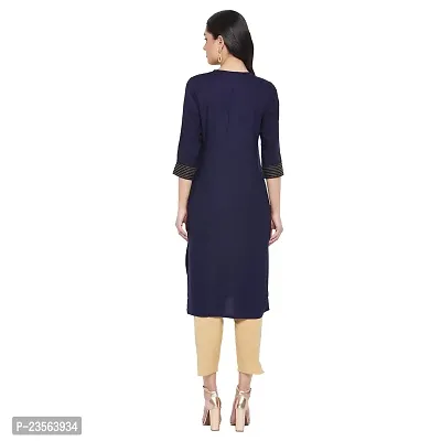 Sethi Daughters Navy Blue Color Embroidered Rayon Kurta-thumb2