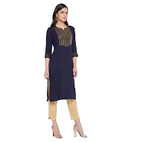 Sethi Daughters Navy Blue Color Embroidered Rayon Kurta-thumb3