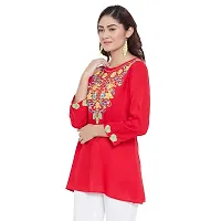 Sethi Daughters Women Red Color Embroidered Rayon Tunic (SD_1312)-thumb3