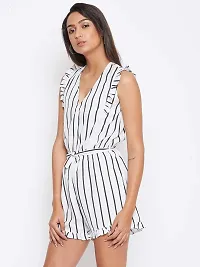 Sethi Daughters Women White Color Stripe Printed Romper-thumb3