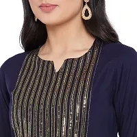 Sethi Daughters Navy Blue Color Embroidered Rayon Kurta-thumb4