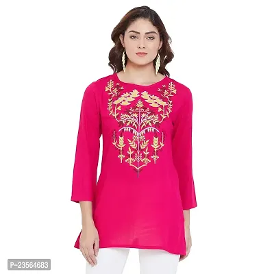 Sethi Daughters Women Fuschia Color Embroidered Rayon Tunic (SD_1313)