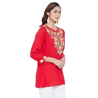 Sethi Daughters Women Red Color Embroidered Rayon Tunic (SD_1312)-thumb4