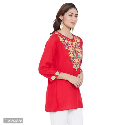 Sethi Daughters Women Red Color Embroidered Rayon Tunic (SD_1312)-thumb5