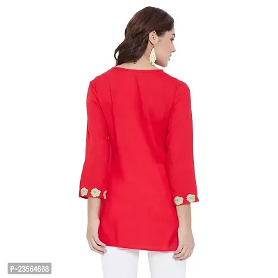 Sethi Daughters Women Red Color Embroidered Rayon Tunic (SD_1312)-thumb2