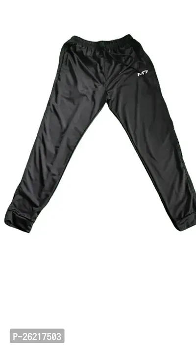 Comfortable Black Cotton Blend Regular Track Pants For Men
