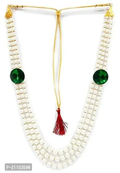 SRC Creations Pearl Necklace Jewellery for Groom Dulha Moti Mala Haar for Men-thumb0