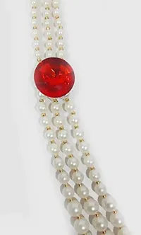 SRC Creations Pearl Necklace Jewellery for Groom Dulha Moti Mala Haar for Men Red-thumb1