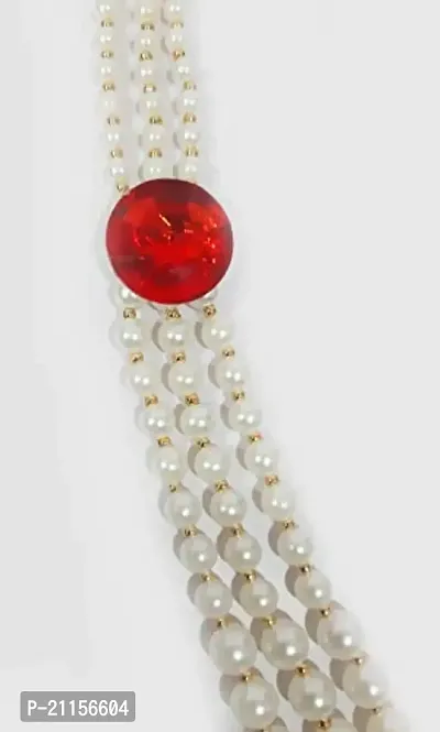 SRC Creations Pearl Necklace Jewellery for Groom Dulha Moti Mala Haar for Men Red-thumb2