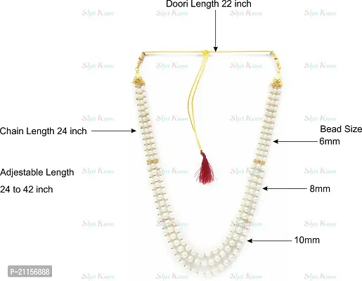 SRC Creations Pearl Necklace Jewellery for Groom Dulha Moti Mala Haar for Men white-thumb4