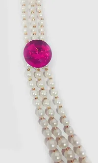 SRC Creations Pearl Necklace Jewellery for Groom Dulha Moti Mala Haar for Men Pink-thumb2