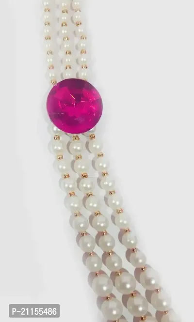 SRC Creations Pearl Necklace Jewellery for Groom Dulha Moti Mala Haar for Men Pink-thumb3