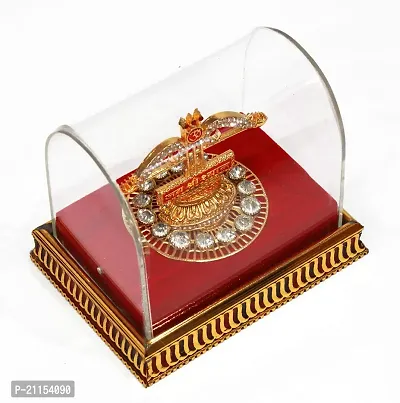 Shri Ram Creations Khatu Shyam Teen Baan Table Top Cabinate Momento with Plate-thumb3