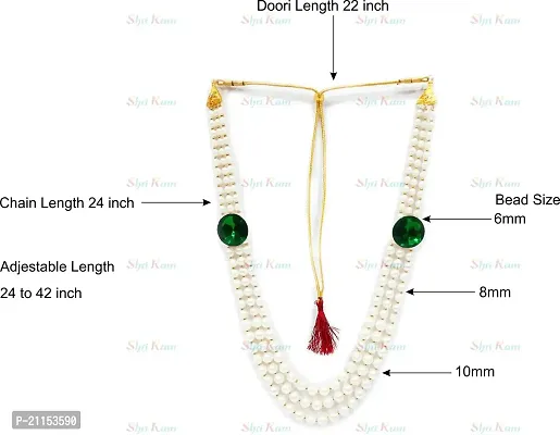 SRC Creations Pearl Necklace Jewellery for Groom Dulha Moti Mala Haar for Men-thumb3