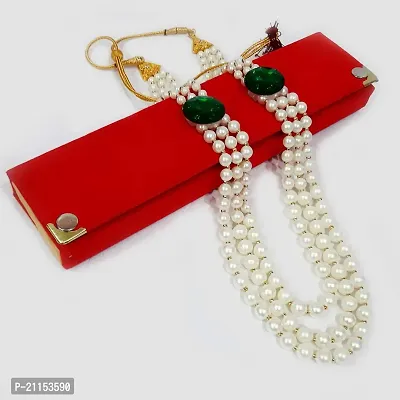 SRC Creations Pearl Necklace Jewellery for Groom Dulha Moti Mala Haar for Men-thumb2