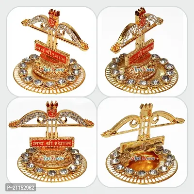 Shri Ram Creations Metal Khatu Shyam Teen Baan Idol with Base Plate 3 x 3 Gold, 1 Piece-thumb2