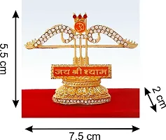Shri Ram Creations Metal Khatu Shyam Teen Baan Idol with Complementary Brooch, 3x3 inch, Gold-thumb2