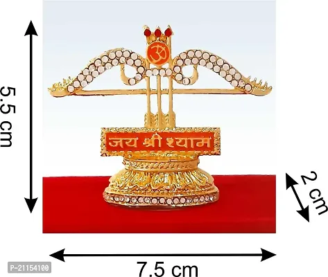 Shri Ram Creations Metal Khatu Shyam Teen Baan Idol with Complementary Brooch, 3x3 inch, Gold-thumb3