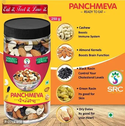 SRC CREATIONS Panchmeva Healthy Trail Mix with Dry Fruits Mixture | Ready to Serve | Uttam Prasad | Jar Packing easy to storage Reusable Jar (100gm)-thumb4