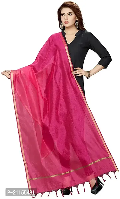 Shri Ram Creations Women's Solid Art Silk Dupatta (SRC-plain-dupatta_Dark Pink_L).