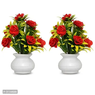 Stylish Artificil Flower With Pot For Home Decor (Pack Of 2)