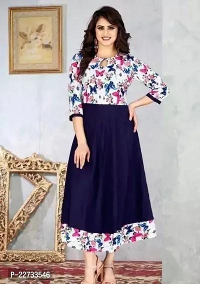 Pretty Multicoloured Printed Crepe Kurta For Women