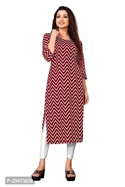 Stylish Maroon Crepe Printed Stitched Kurta For Women