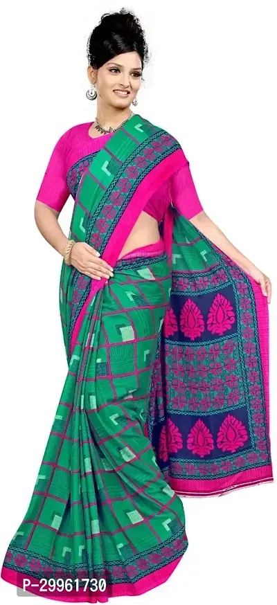 Stylish Green Georgette Saree with Blouse piece For Women