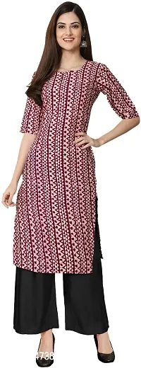 Stylish Maroon Crepe Printed Stitched Kurta For Women-thumb0