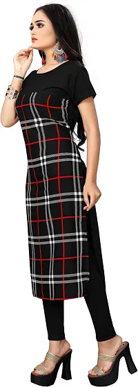 Stylish Black Crepe Checkered Stitched Kurta For Women-thumb2