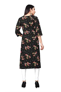 Stylish Black Crepe Printed Stitched Kurta For Women-thumb1