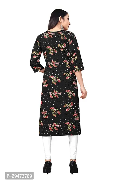 Stylish Black Crepe Printed Stitched Kurta For Women-thumb2