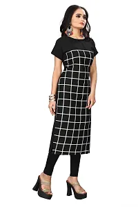 Stylish Black Crepe Checkered Stitched Kurta For Women-thumb2