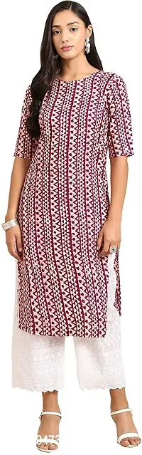 Stylish Purple Crepe Printed Stitched Kurta For Women-thumb0