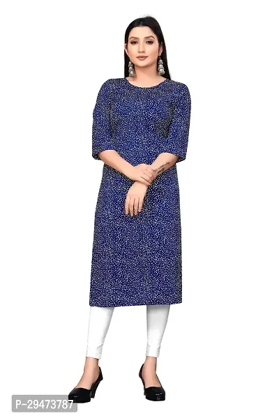 Stylish Blue Crepe Printed Stitched Kurta For Women