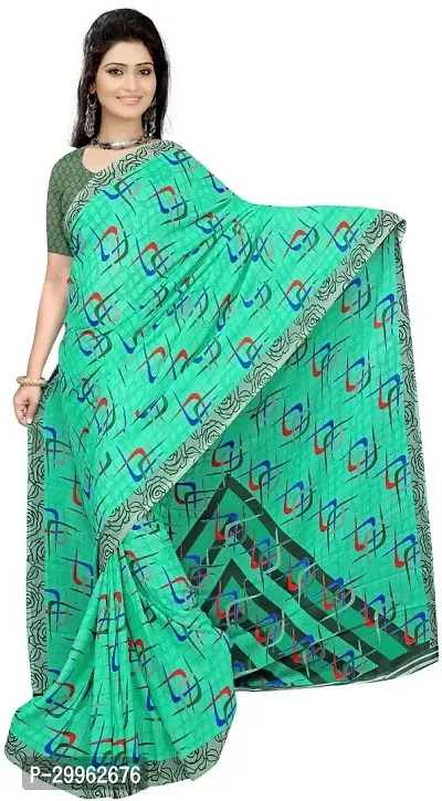 Stylish Sea Green Georgette Saree with Blouse piece For Women