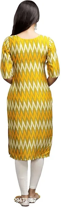 Stylish Yellow Crepe Printed Stitched Kurta For Women-thumb2