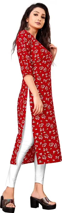 Stylish Red Crepe Printed Stitched Kurta For Women-thumb2