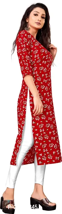 Stylish Red Crepe Printed Stitched Kurta For Women-thumb3