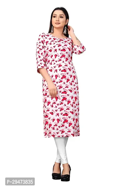 Stylish Pink Crepe Printed Stitched Kurta For Women