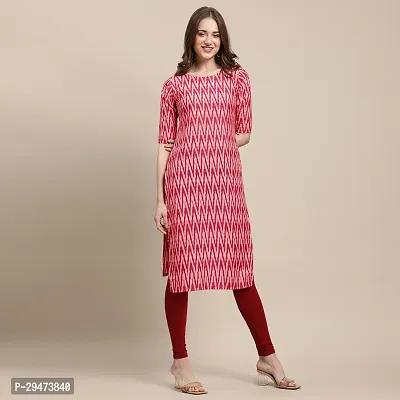 Stylish Red Crepe Printed Stitched Kurta For Women-thumb0