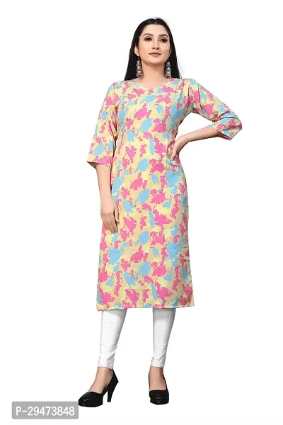 Stylish Multicoloured Crepe Printed Stitched Kurta For Women