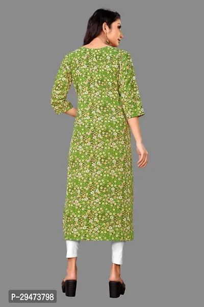 Stylish Green Crepe Printed Stitched Kurta For Women-thumb2