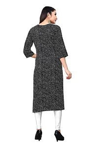 Stylish Black Crepe Printed Stitched Kurta For Women-thumb1