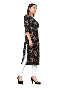 Stylish Black Crepe Printed Stitched Kurta For Women-thumb2