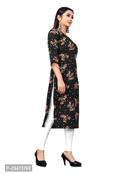 Stylish Black Crepe Printed Stitched Kurta For Women-thumb3