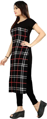 Stylish Black Crepe Checkered Stitched Kurta For Women-thumb2