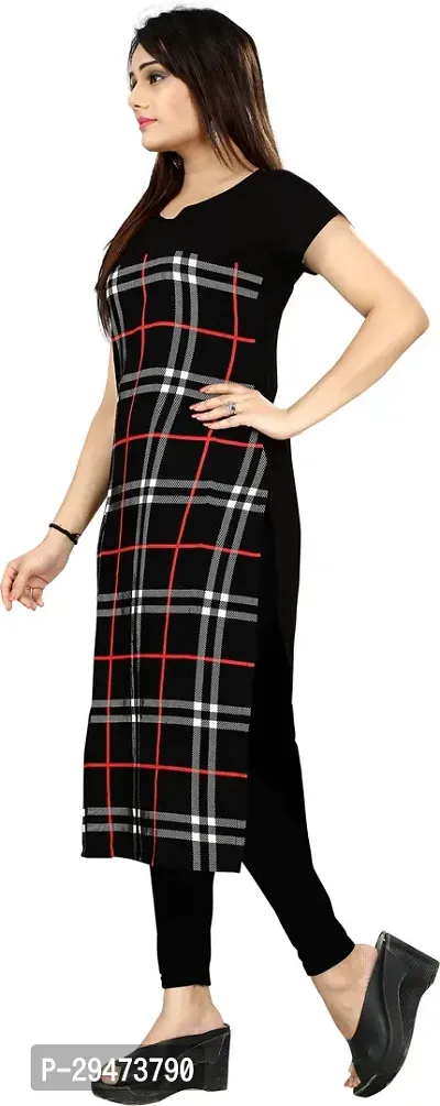 Stylish Black Crepe Checkered Stitched Kurta For Women-thumb3