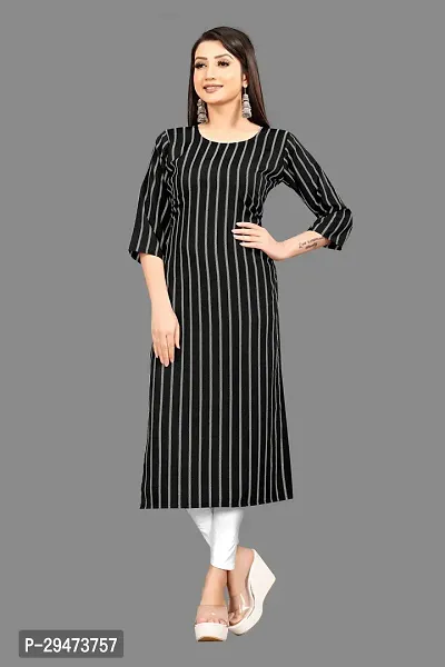 Stylish Black Crepe Printed Stitched Kurta For Women-thumb0