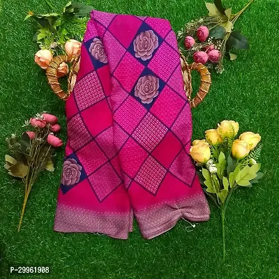 Stylish Pink Chiffon Saree with Blouse piece For Women-thumb0